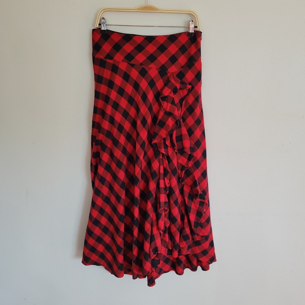 Lauren Ralph Lauren Saloon Maxi Skirt 6 Buffalo Plaid Goth Grunge Preppy Vintage